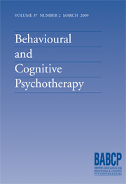 Behavioural and Cognitive Psychotherapy Volume 37 - Issue 2 -
