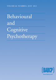 Behavioural and Cognitive Psychotherapy Volume 40 - Issue 4 -