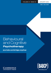 Behavioural and Cognitive Psychotherapy Volume 41 - Issue 1 -
