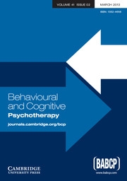 Behavioural and Cognitive Psychotherapy Volume 41 - Issue 2 -