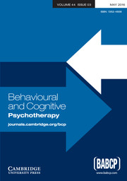 Behavioural and Cognitive Psychotherapy Volume 44 - Issue 3 -