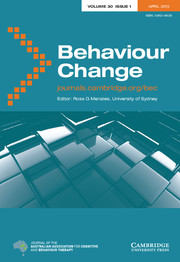Behaviour Change Volume 30 - Issue 1 -