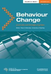Behaviour Change Volume 30 - Issue 4 -