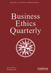 Business Ethics Quarterly Volume 27 - Issue 4 -