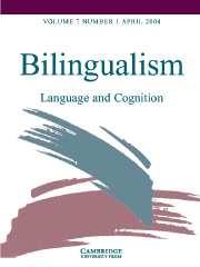 Bilingualism: Language and Cognition Volume 7 - Issue 1 -