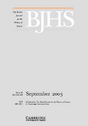 The British Journal for the History of Science Volume 36 - Issue 3 -