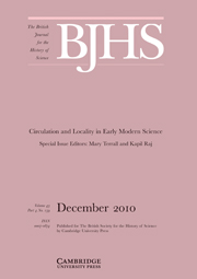 The British Journal for the History of Science Volume 43 - Issue 4 -  Circulation and Locality in Early Modern Science