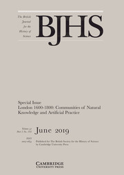 The British Journal for the History of Science Volume 52 - Special Issue2 -  London 1600–1800: Communities of Natural Knowledge and Artificial Practice