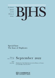 The British Journal for the History of Science Volume 55 - Special Issue3 -  The Issue of Duplicates