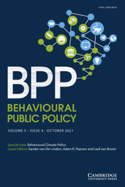 Behavioural Public Policy  Volume 5 - Special Issue4 -  Behavioural Climate Policy