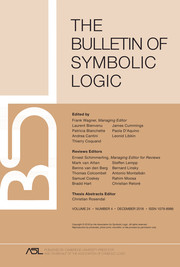 Bulletin of Symbolic Logic Volume 24 - Issue 4 -