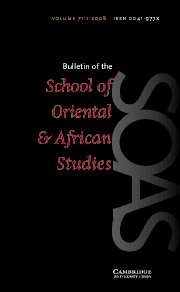 Bulletin of the School of Oriental and African Studies Volume 71 - Issue 1 -