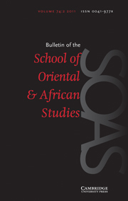 Bulletin of the School of Oriental and African Studies Volume 74 - Issue 2 -