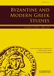 Byzantine and Modern Greek Studies Volume 44 - Issue 1 -