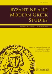 Byzantine and Modern Greek Studies Volume 46 - Issue 2 -