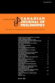 Canadian Journal of Philosophy Volume 12 - Issue 1 -