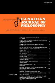Canadian Journal of Philosophy Volume 14 - Issue 1 -