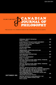 Canadian Journal of Philosophy Volume 15 - Issue 3 -