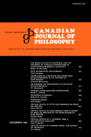 Canadian Journal of Philosophy Volume 15 - Issue 4 -