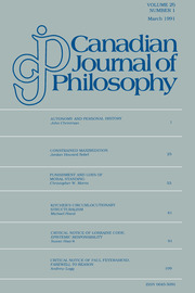 Canadian Journal of Philosophy Volume 21 - Issue 1 -