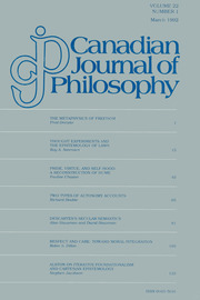 Canadian Journal of Philosophy Volume 22 - Issue 1 -