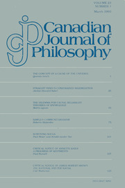 Canadian Journal of Philosophy Volume 23 - Issue 1 -