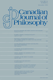 Canadian Journal of Philosophy Volume 24 - Issue 4 -