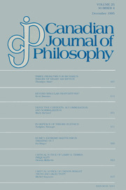 Canadian Journal of Philosophy Volume 25 - Issue 4 -