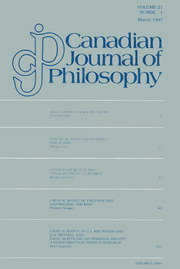 Canadian Journal of Philosophy Volume 27 - Issue 1 -