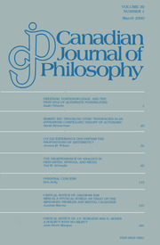 Canadian Journal of Philosophy Volume 30 - Issue 1 -