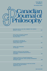 Canadian Journal of Philosophy Volume 30 - Issue 4 -