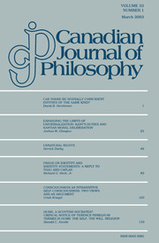 Canadian Journal of Philosophy Volume 33 - Issue 1 -