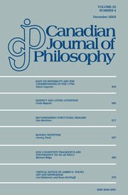 Canadian Journal of Philosophy Volume 33 - Issue 4 -