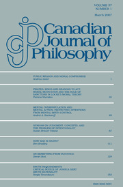 Canadian Journal of Philosophy Volume 37 - Issue 1 -