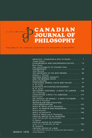 Canadian Journal of Philosophy Volume 6 - Issue 1 -