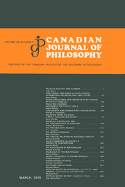 Canadian Journal of Philosophy Volume 8 - Issue 1 -