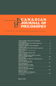 Canadian Journal of Philosophy Volume 9 - Issue 1 -