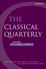 The Classical Quarterly Volume 68 - Issue 1 -