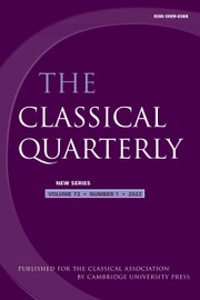 The Classical Quarterly Volume 72 - Issue 1 -