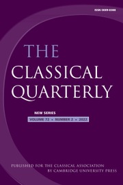 The Classical Quarterly Volume 72 - Issue 2 -