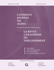 Canadian Journal on Aging / La Revue canadienne du vieillissement Volume 28 - Issue 4 -