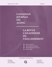 Canadian Journal on Aging / La Revue canadienne du vieillissement Volume 29 - Issue 2 -
