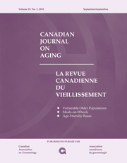 Canadian Journal on Aging / La Revue canadienne du vieillissement Volume 29 - Issue 3 -