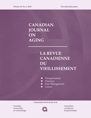 Canadian Journal on Aging / La Revue canadienne du vieillissement Volume 29 - Issue 4 -