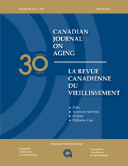 Canadian Journal on Aging / La Revue canadienne du vieillissement Volume 30 - Issue 2 -