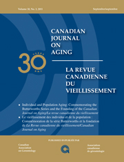Canadian Journal on Aging / La Revue canadienne du vieillissement Volume 30 - Issue 3 -