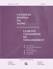 Canadian Journal on Aging / La Revue canadienne du vieillissement Volume 31 - Issue 2 -