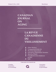 Canadian Journal on Aging / La Revue canadienne du vieillissement Volume 33 - Issue 1 -