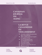 Canadian Journal on Aging / La Revue canadienne du vieillissement Volume 35 - Issue 4 -