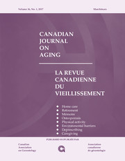 Canadian Journal on Aging / La Revue canadienne du vieillissement Volume 36 - Issue 1 -